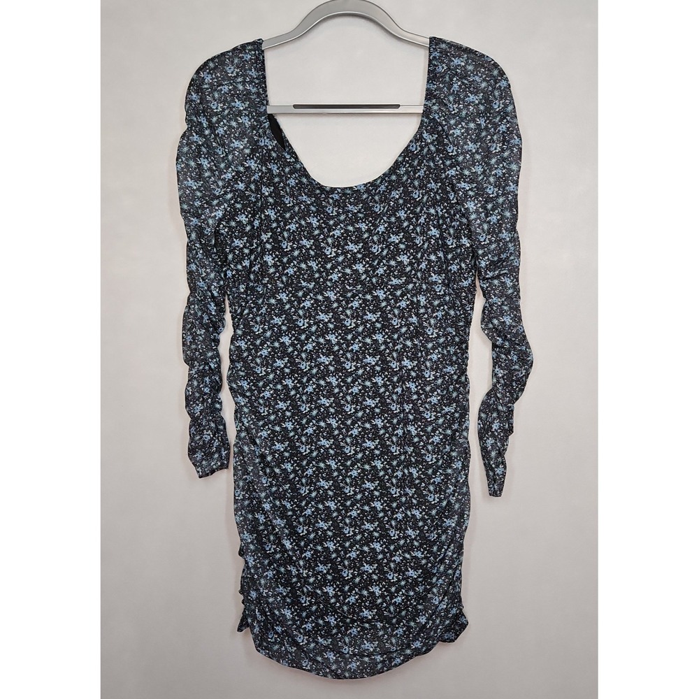 Hollister Womens Black Blue Floral Long Sleeve Mini Dress Size XL - Picture 3 of 11